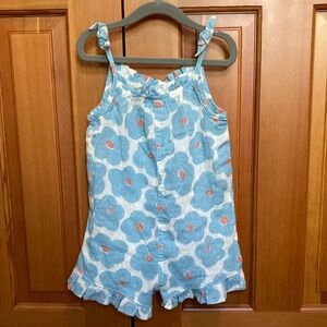 Floral Blue and Orange romper girls 3T NWOT